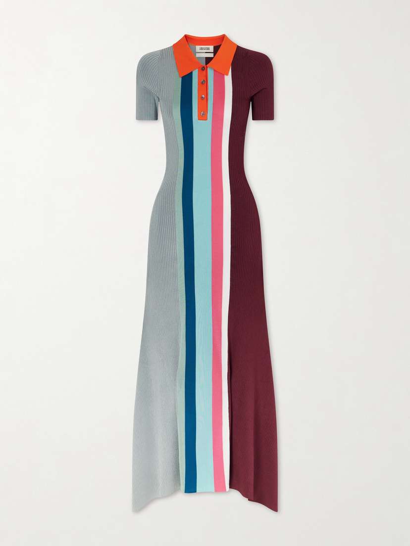 Christopher John Rogers Striped Crochet-knit Jersey Maxi Dress