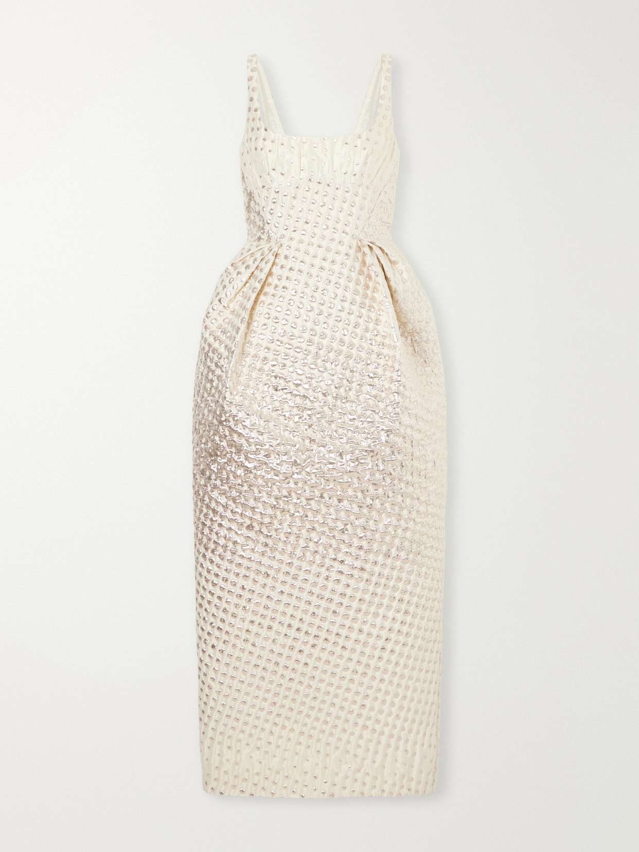 Christopher John Rogers Embellished Metallic Woven Gown In Neutral