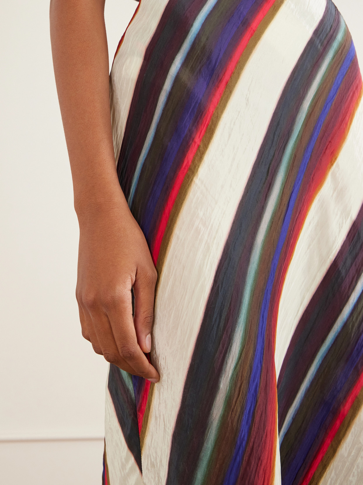 Christopher John Rogers Morris Striped Crinkle-satin Maxi Skirt In Multi