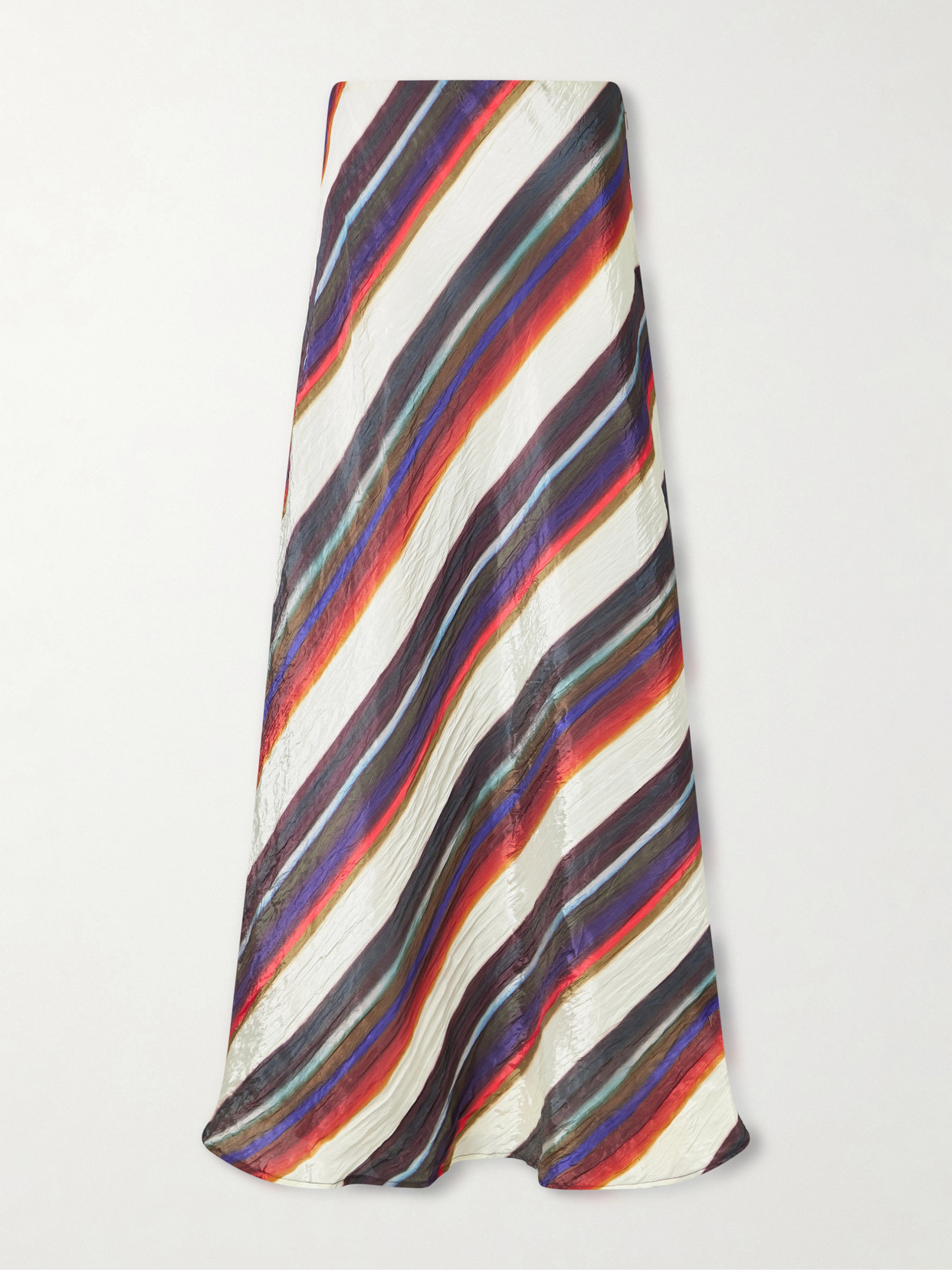 Christopher John Rogers Morris Striped Crinkle-satin Maxi Skirt In Multi
