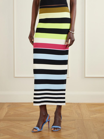 Christopher John Rogers Striped double-knit maxi skirt