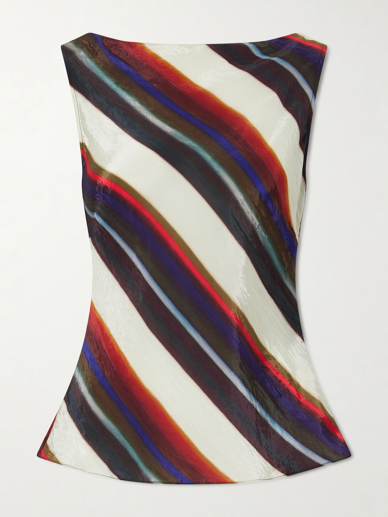Christopher John Rogers Morris Striped Crinkled-satin Top In Multi