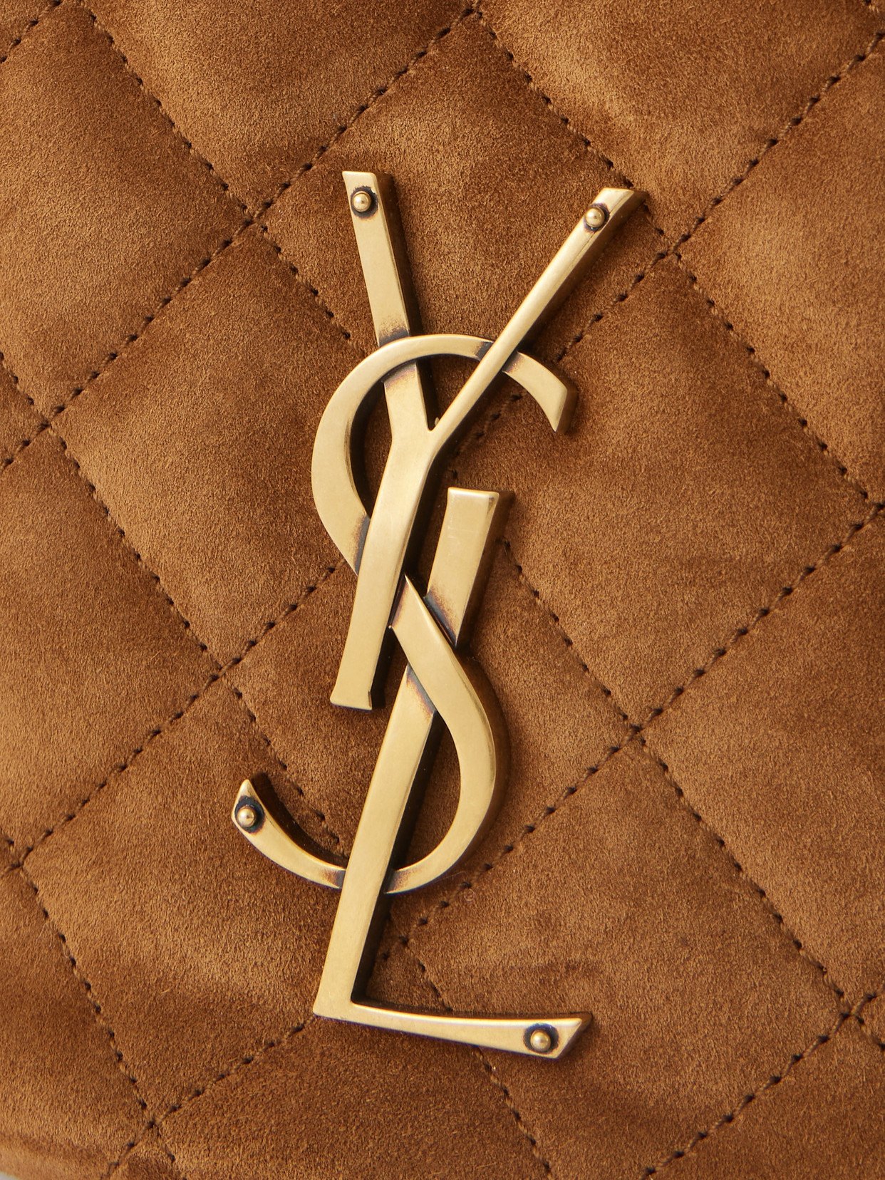 Saint Laurent Quilted Suede Shoulder Bag In Brown