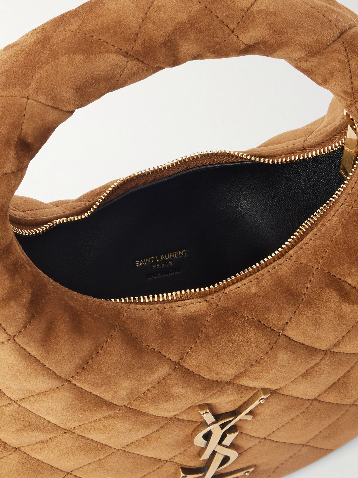 Saint Laurent Quilted Suede Shoulder Bag In Brown