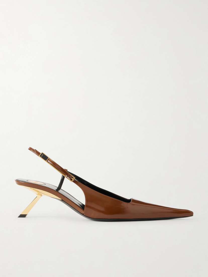 Saint Laurent Lee Glossed-leather Sandals