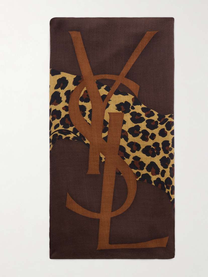 Saint Laurent Printed Wool-twill Scarf