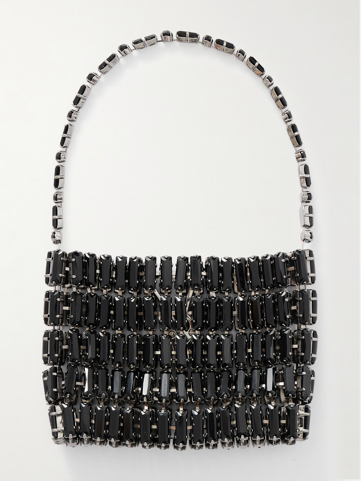 Saint Laurent Silver-tone Crystal Shoulder Bag In Black