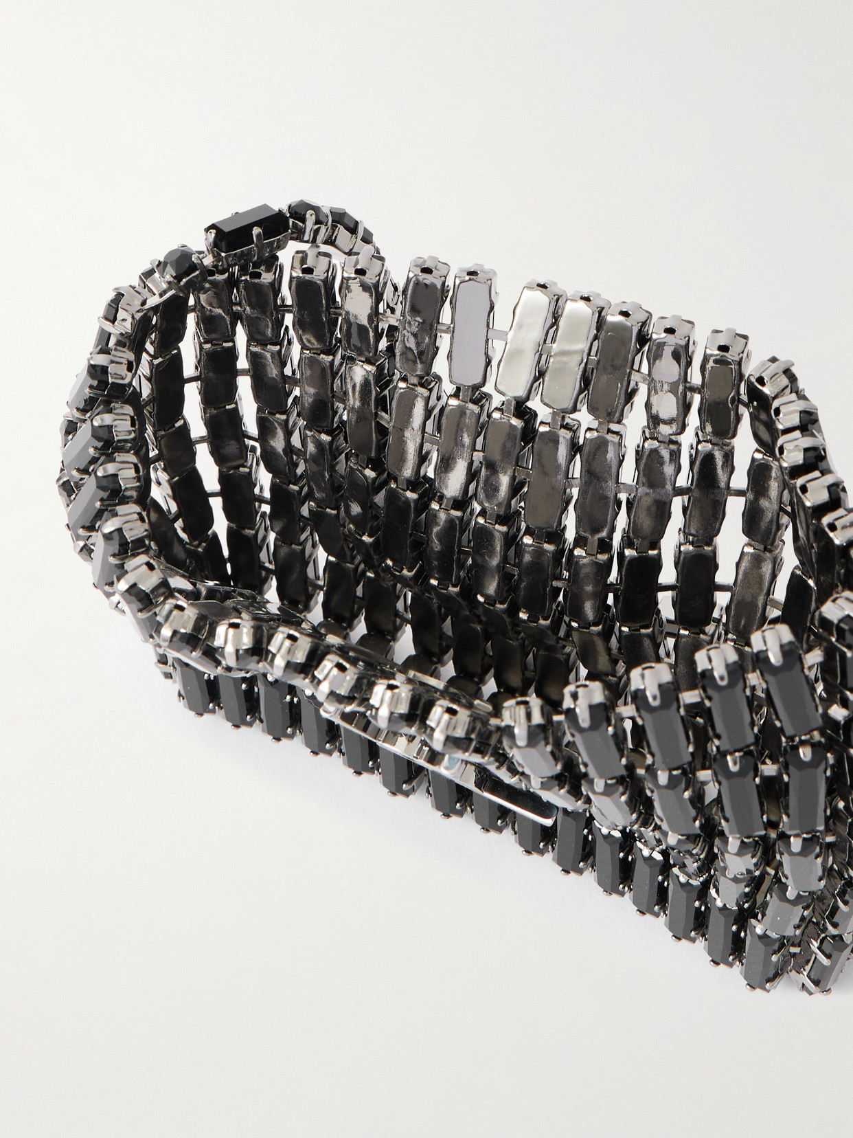 Saint Laurent Silver-tone Crystal Shoulder Bag In Black