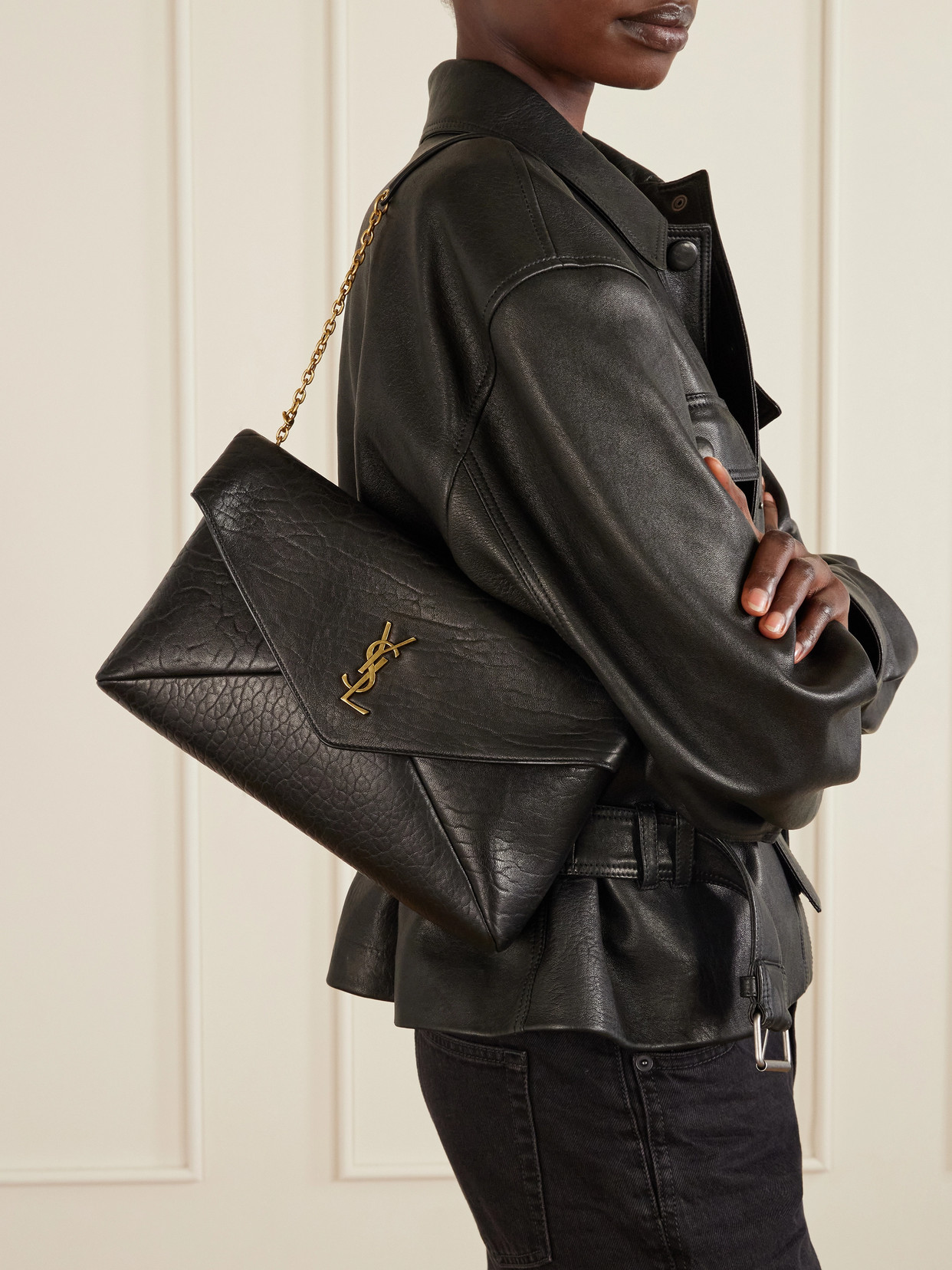 Cassandre Textured-Leather Shoulder Bag