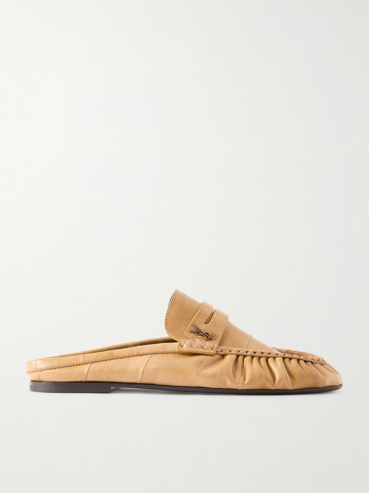 Saint Laurent Le Loafer Eel Slippers In Neutral