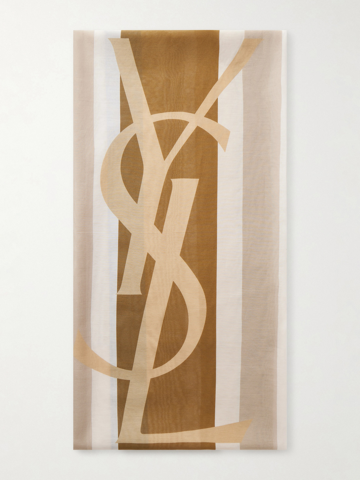 Saint Laurent Cassandre Striped Cotton And Silk-blend Scarf In Multi