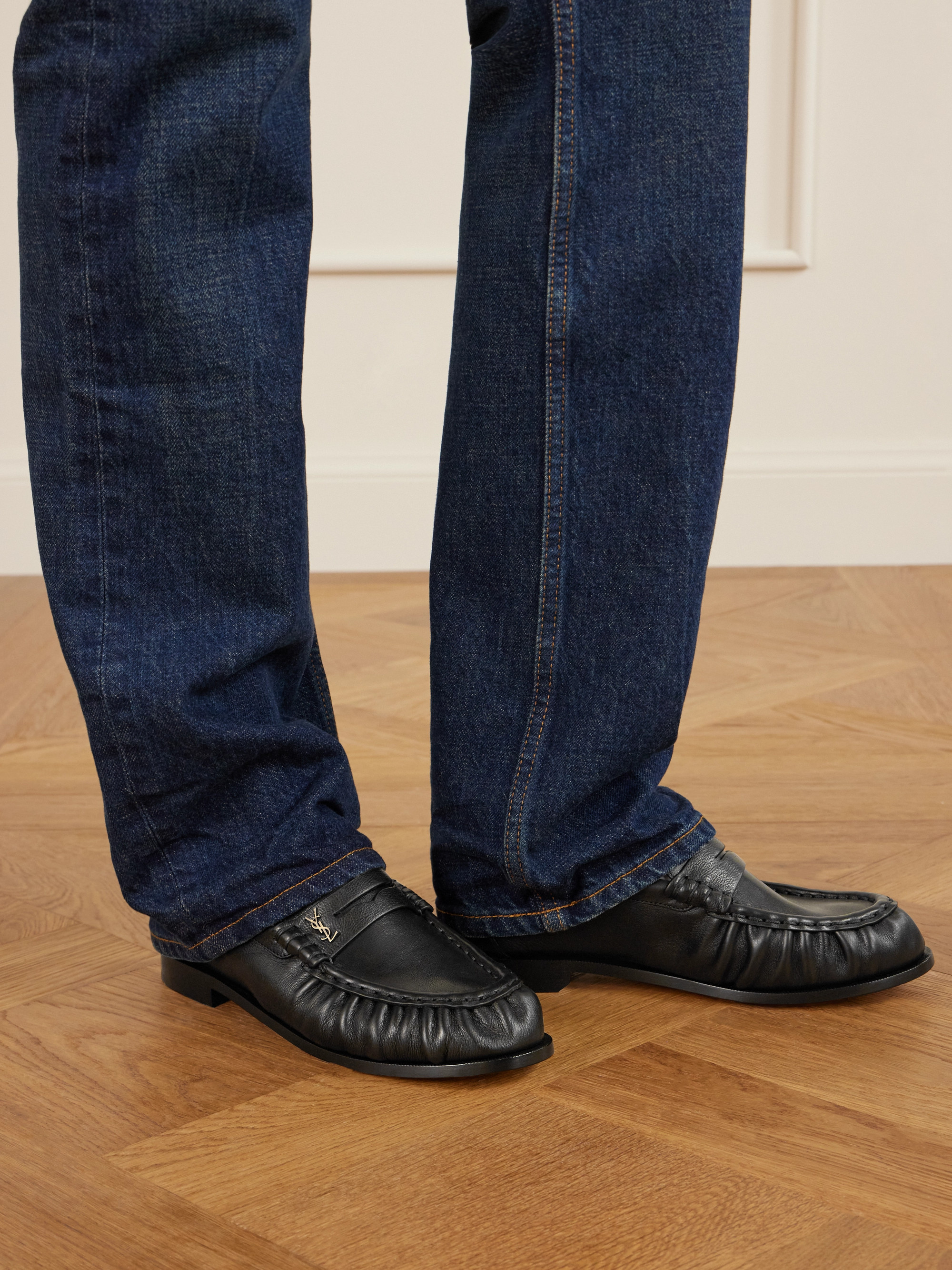 SAINT LAURENT Le Loafer Logo Plaque NIB Saint Laurent YSL Logo Plaque Leather Penny Loafers  main image 4