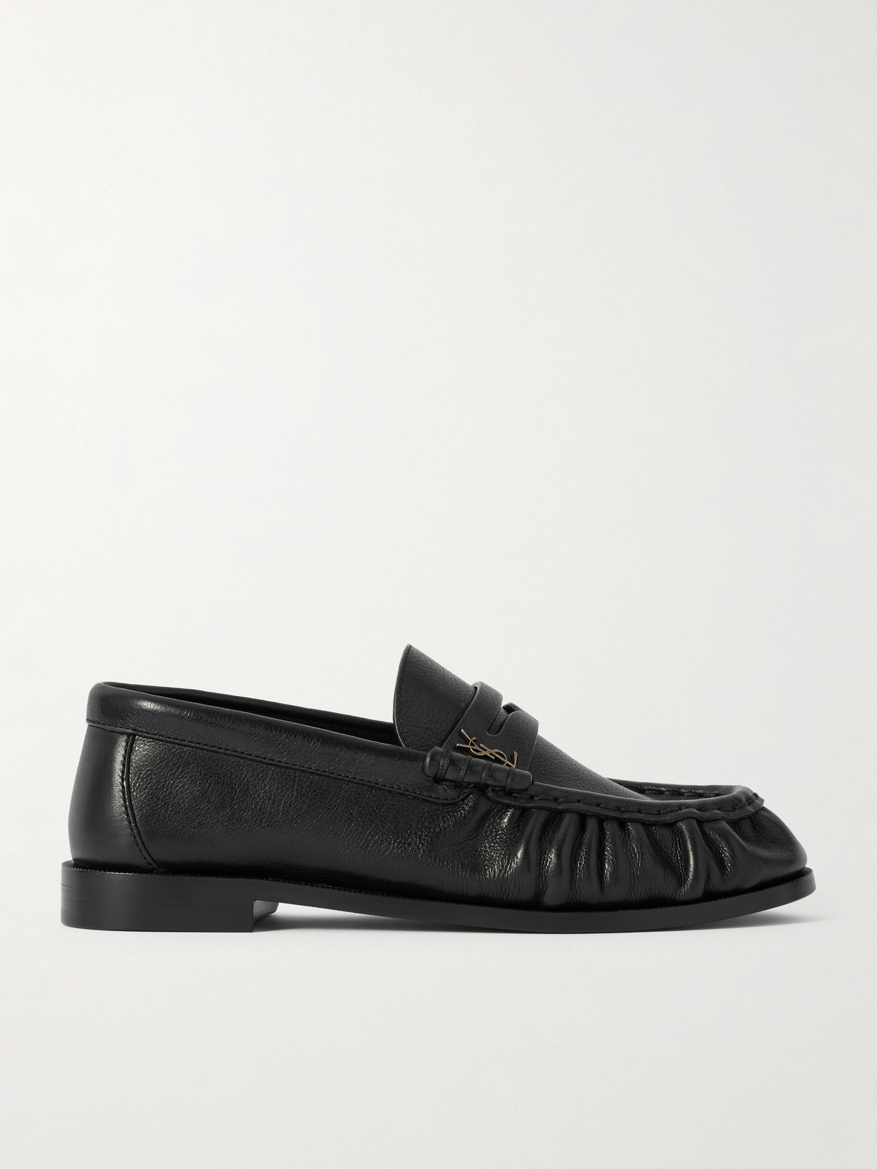 Saint Laurent Le Loafer Logo-embellished Leather Loafers In Black