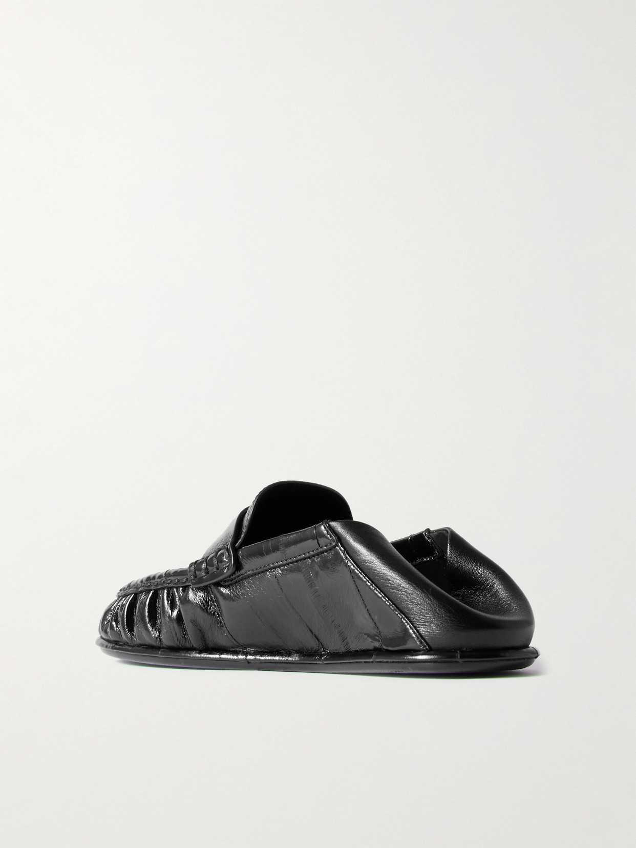 Saint Laurent Le Loafer Embellished Collapsible-heel Glossed-eel Loafers In Black