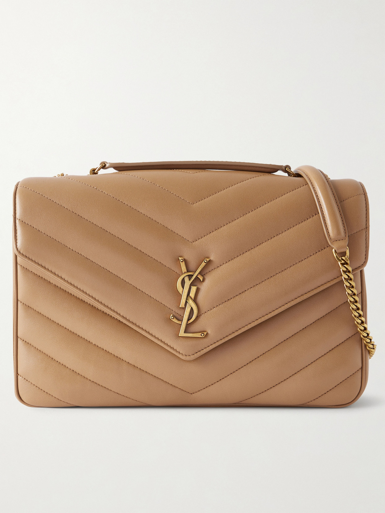 SAINT LAURENT - Loulou Large Matelassé Leather Shoulder Bag - Brown