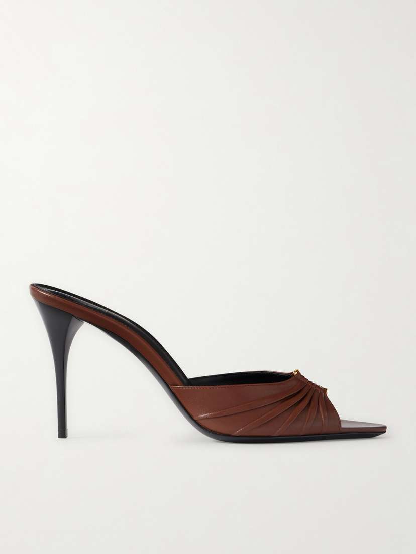 Saint Laurent Babylone Embellished Gathered Leather Mules