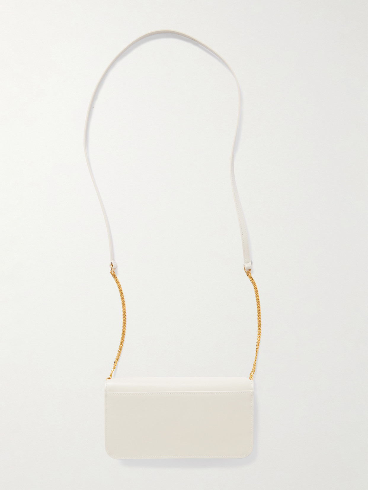 Saint Laurent Cassandre Strap Leather Phone Case In White