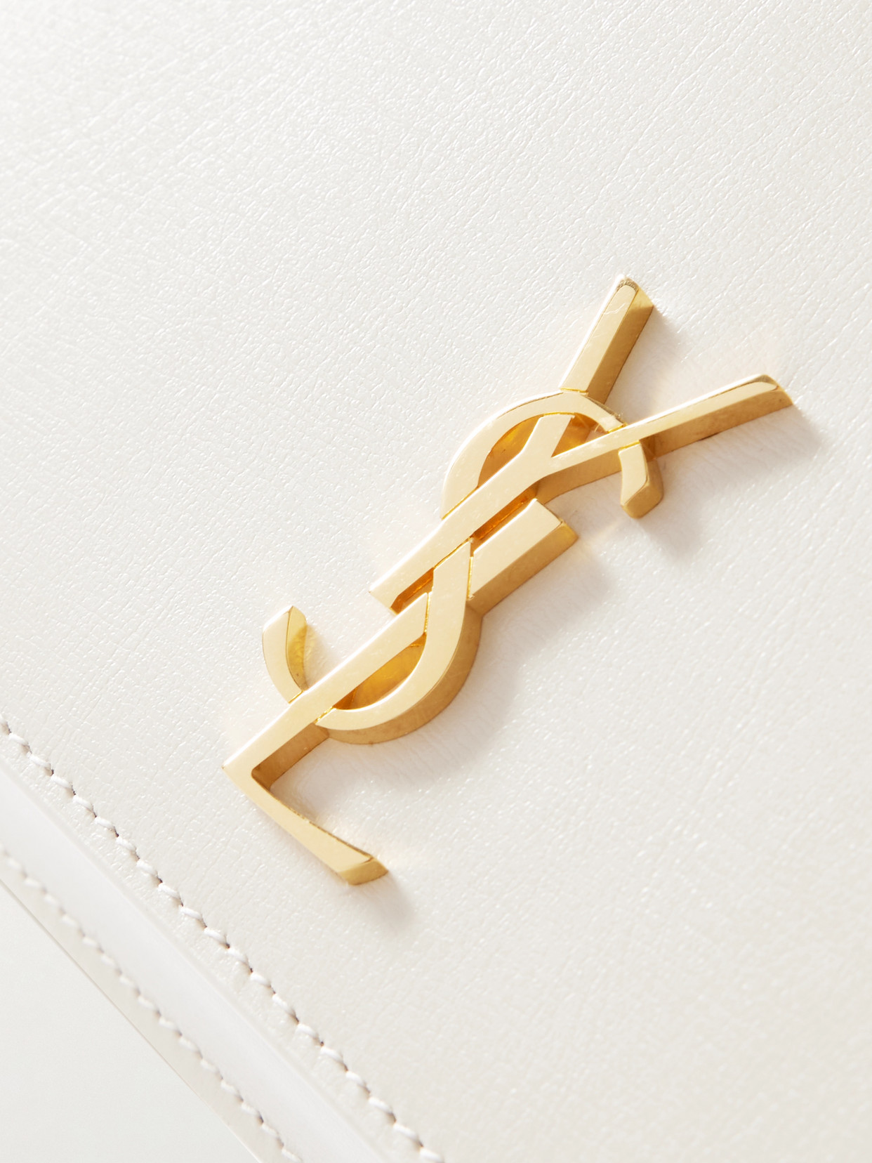 Saint Laurent Cassandre Strap Leather Phone Case In White