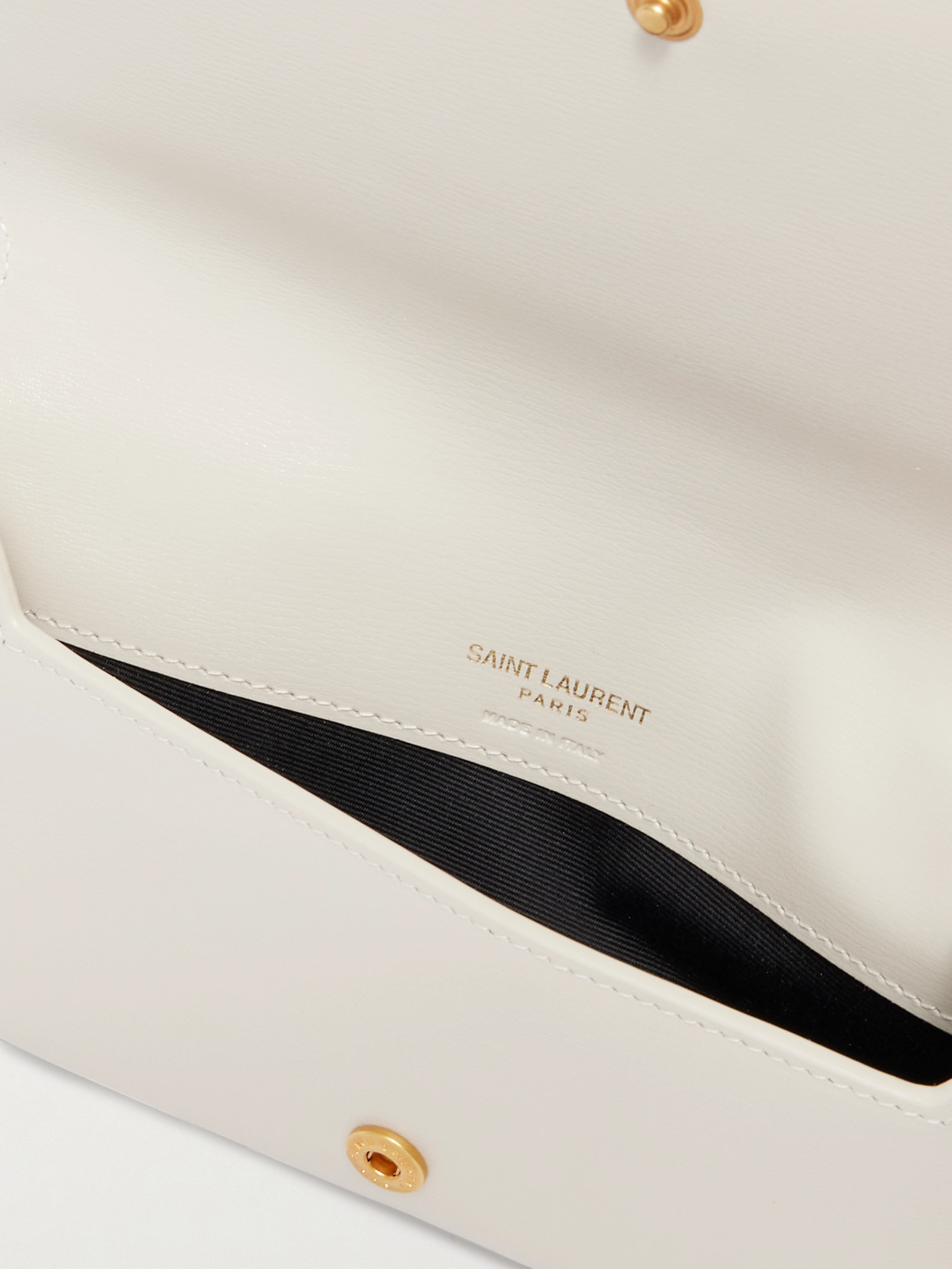 Saint Laurent Cassandre Strap Leather Phone Case In White