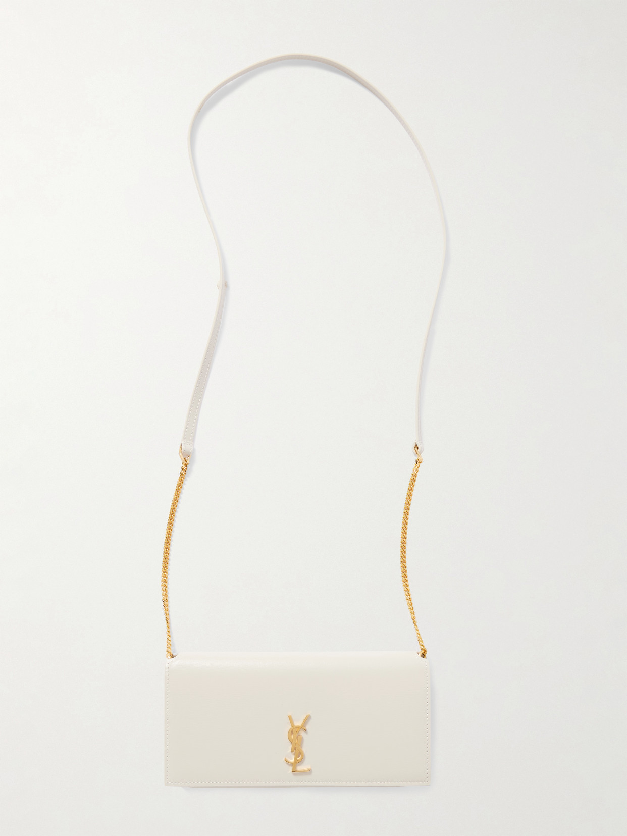 Saint Laurent Cassandre Strap Leather Phone Case In White