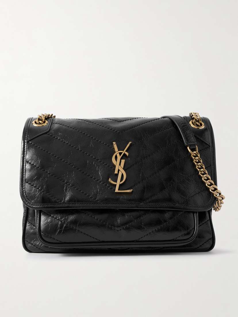Saint Laurent Niki Medium Crinkled-leather Shoulder Bag