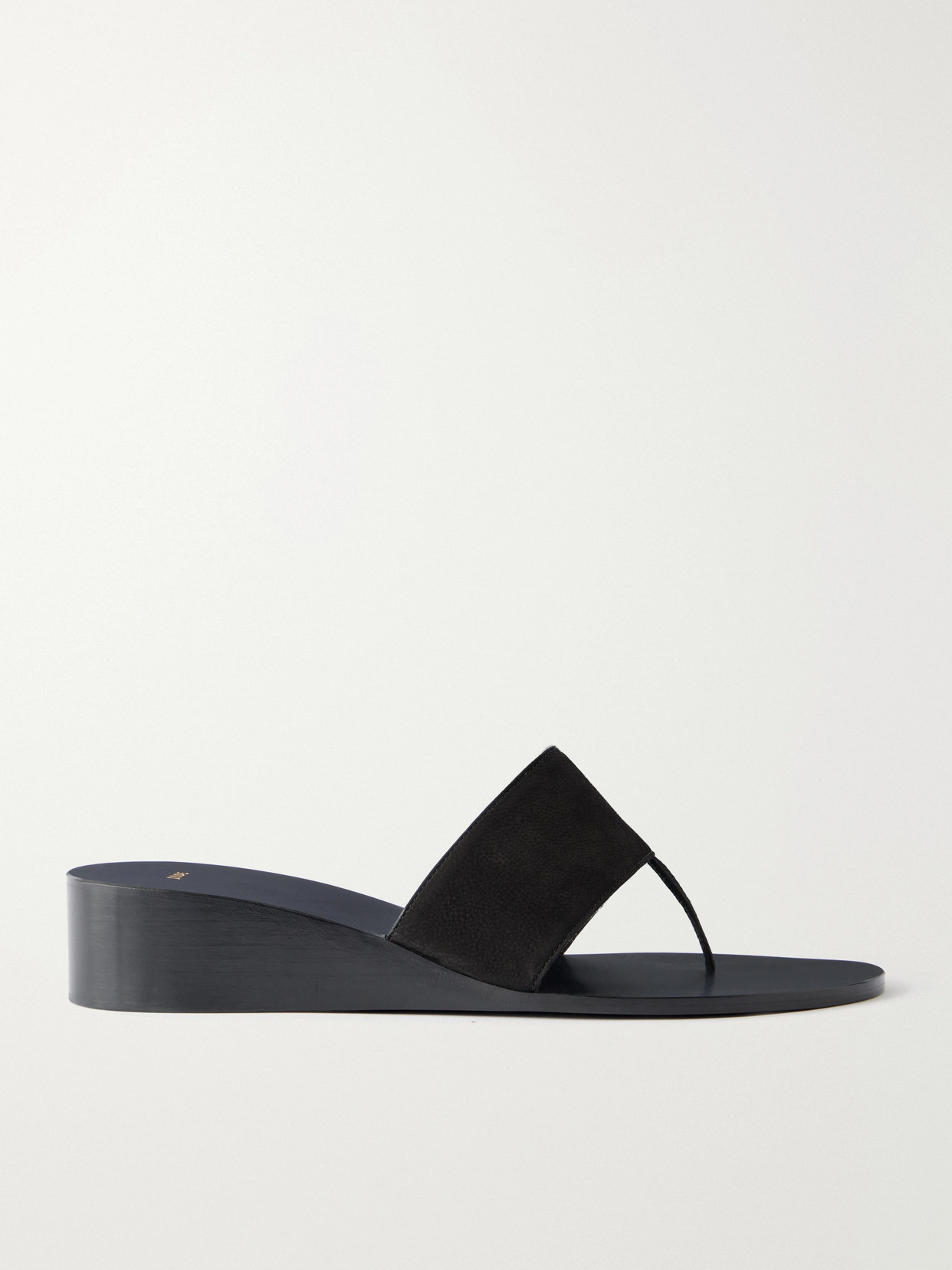 JUDE - Lucille Nubuck Wedge Thong Sandals - Black