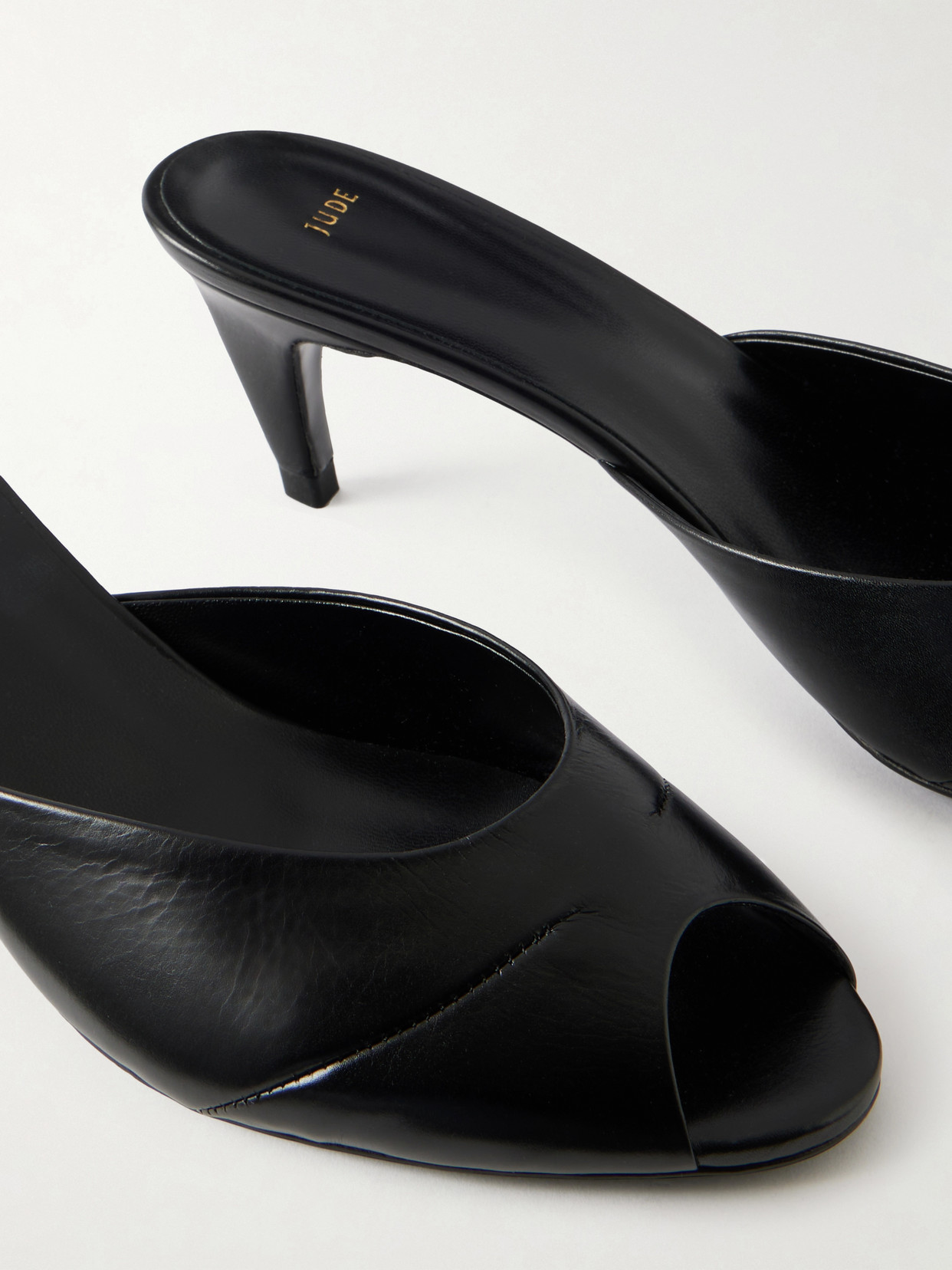 Jude 65mm Cava Leather Mules In Black