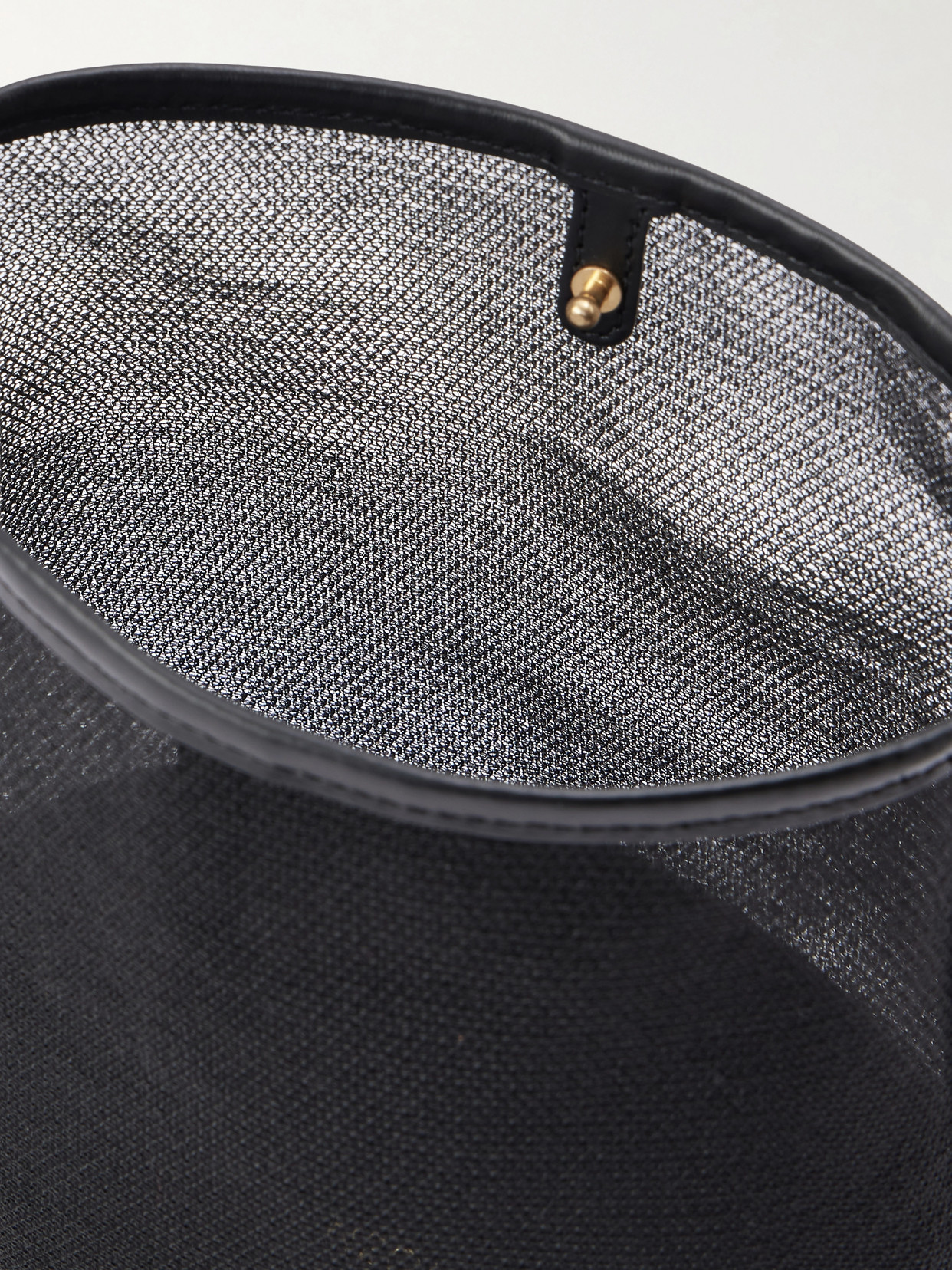 Pardalis Leather-Trimmed Mesh Bucket Shoulder Bag