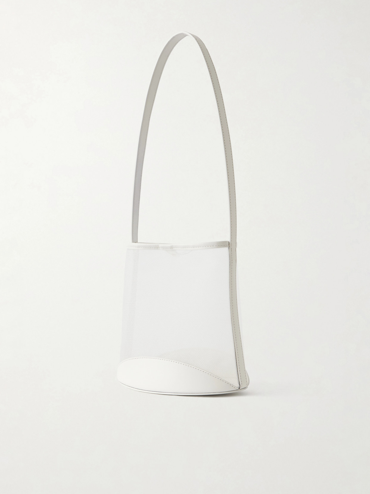 Pardalis Leather-Trimmed Mesh Bucket Shoulder Bag