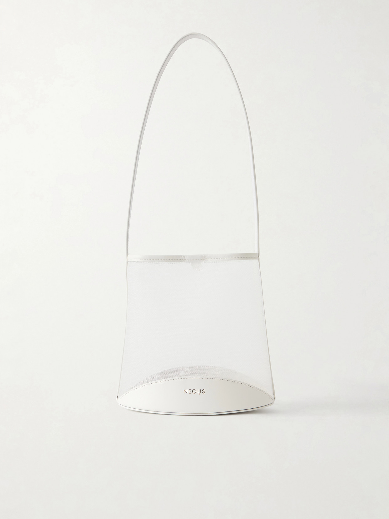 Neous Pardalis Leather-trimmed Mesh Bucket Shoulder Bag In White