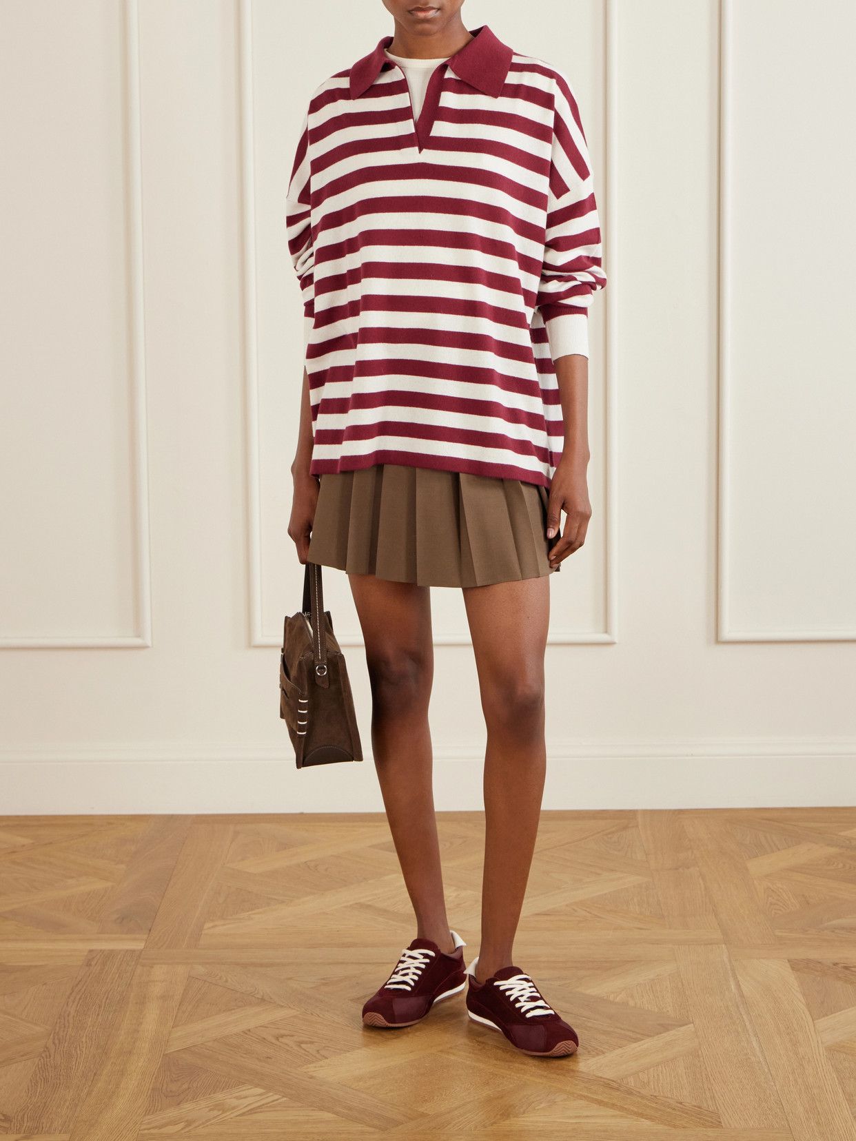 Berenices Leather-Trimmed Suede And Canvas Sneakers