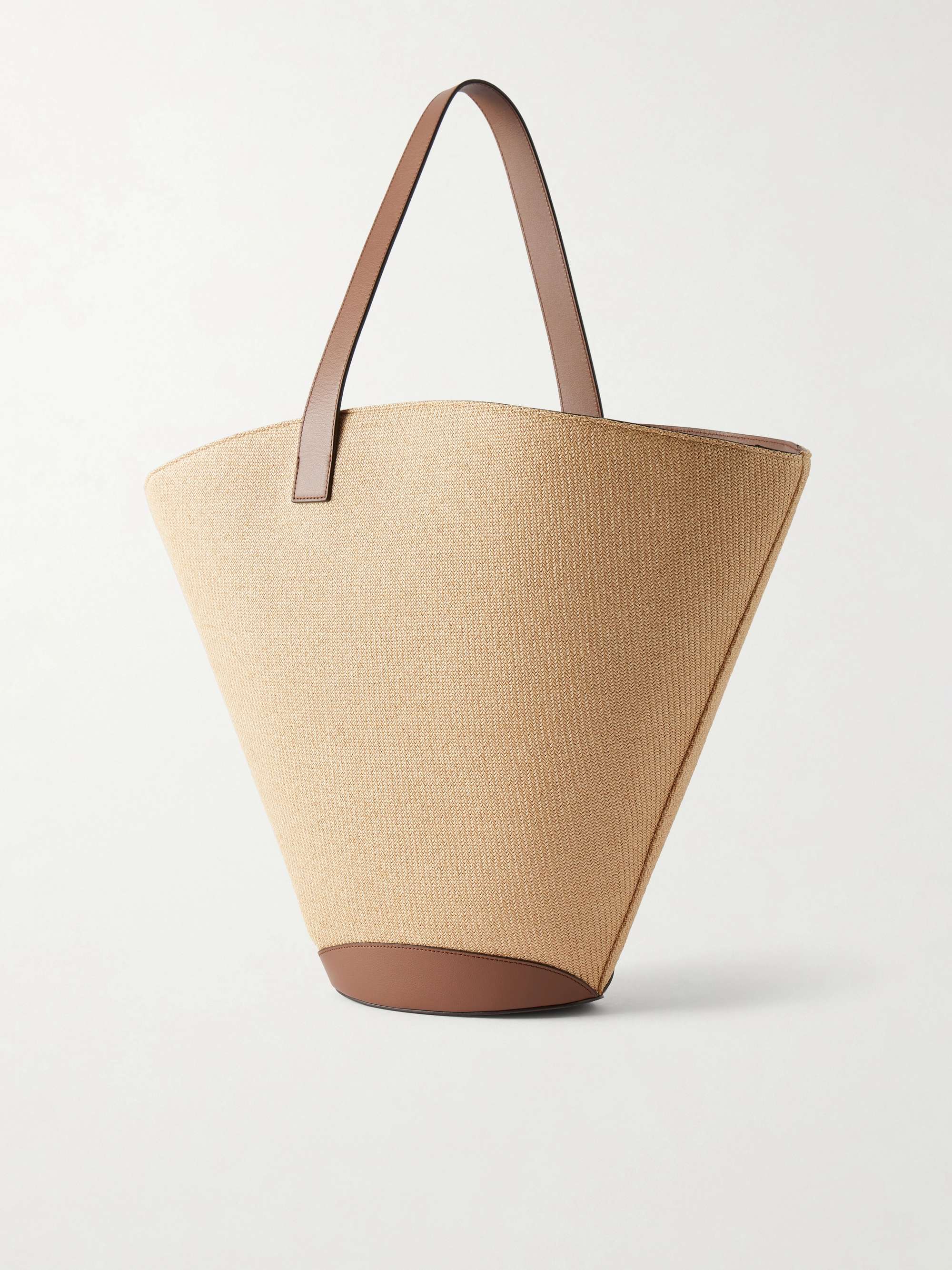 NEOUS Apheli leather-trimmed raffia shoulder bag | NET-A-PORTER