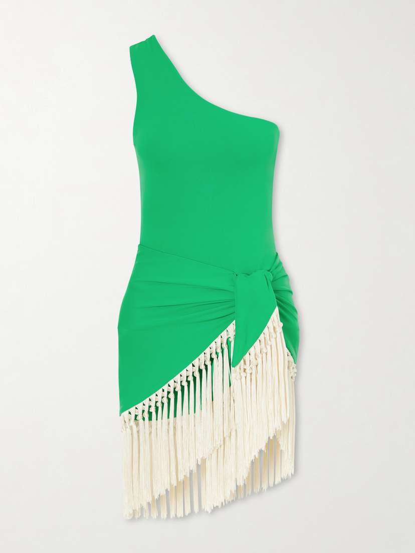 Taller Marmo Yacare Swimsuit And Fringed Pareo Set