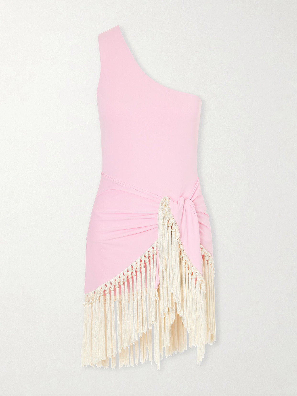 Taller Marmo Yacare Swimsuit And Fringed Pareo Set In Pink