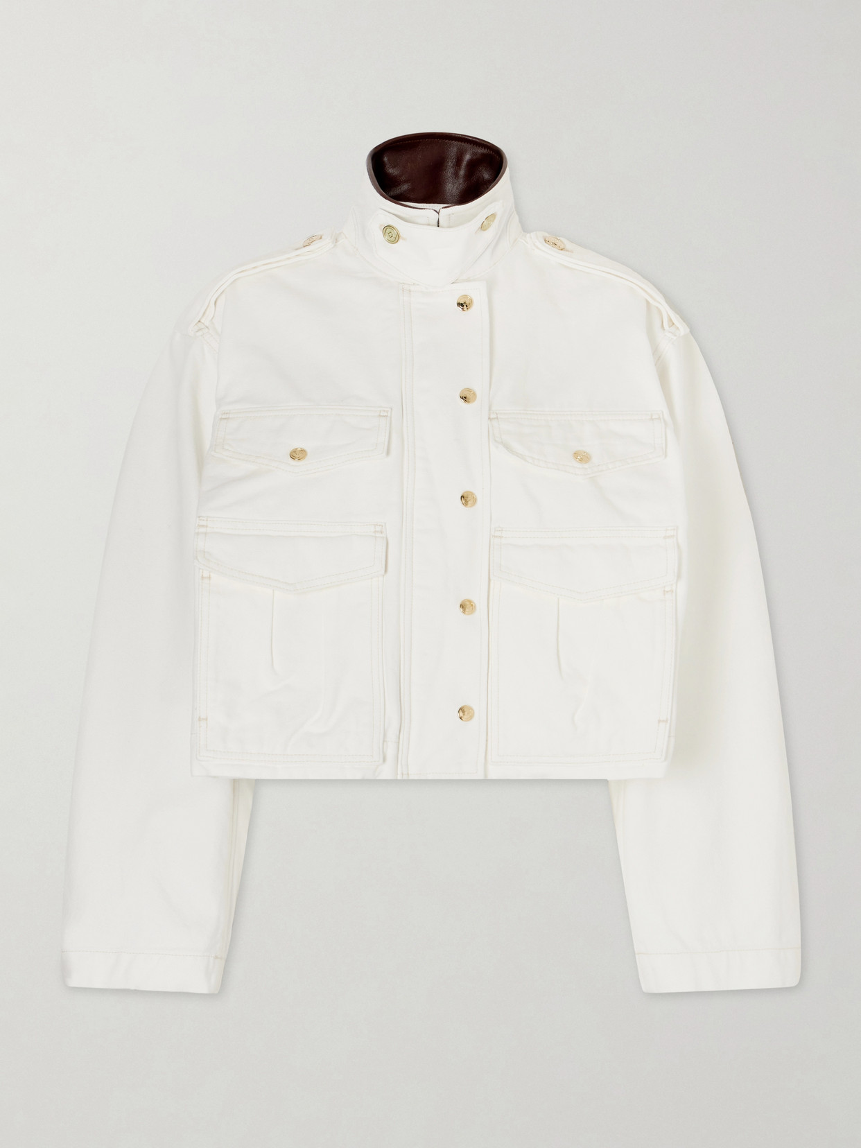Rùadh Henderson Leather-trimmed Regenerative Cotton-canvas Jacket In White