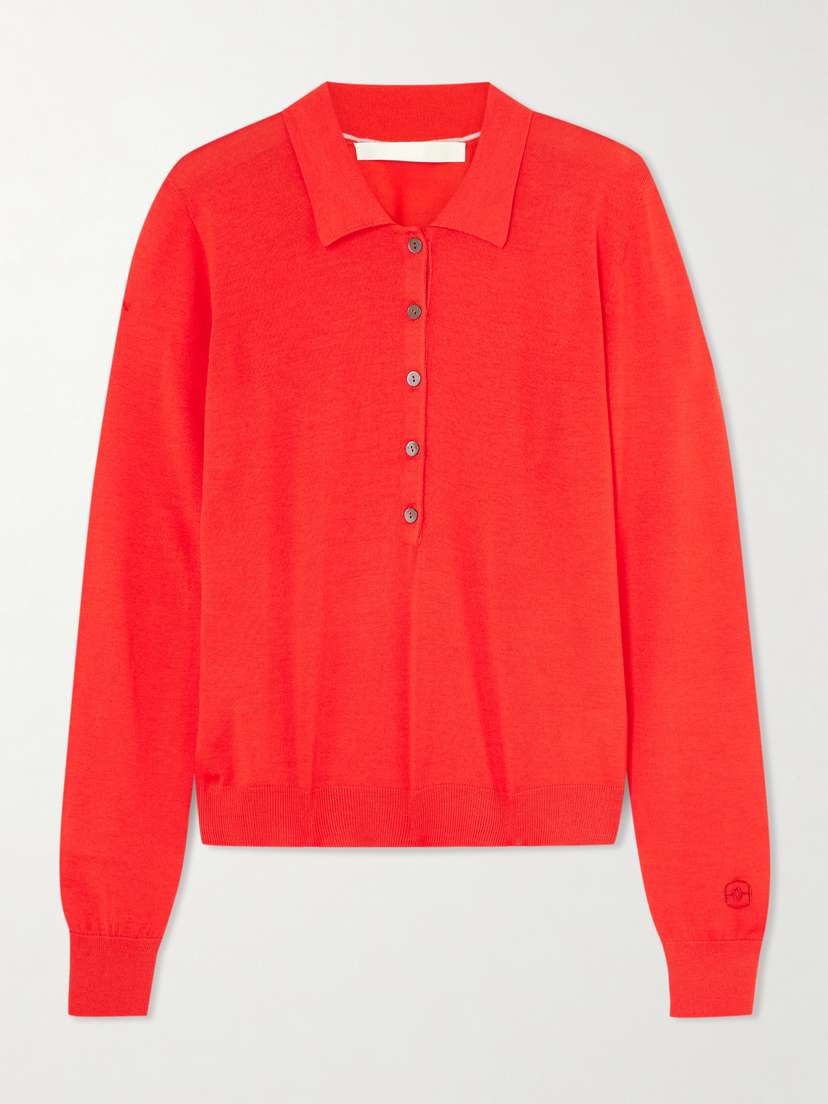 RÙADH Dea Embroidered Merino Wool Polo Sweater