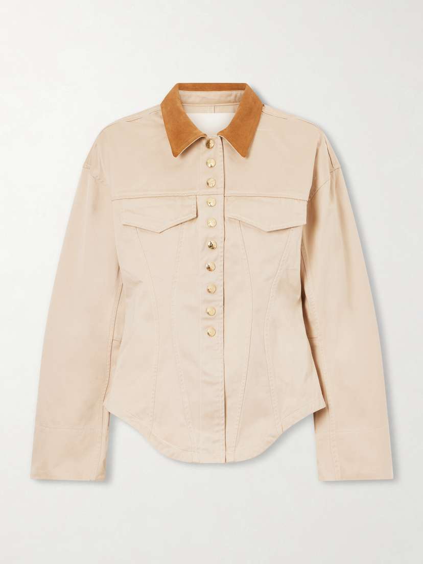 RÙADH The Lennox Suede-trimmed Organic Cotton-twill Jacket