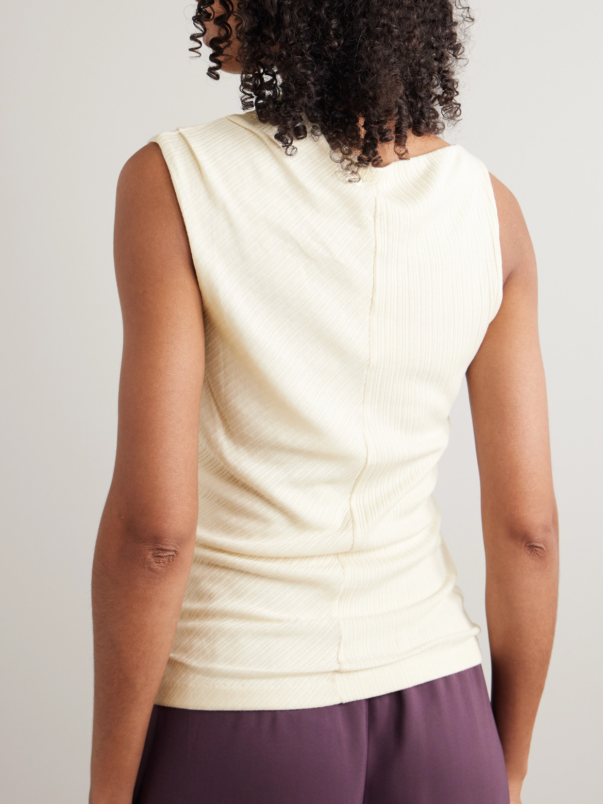 Rùadh - Toga Draped Ribbed Organic Cotton And Modal-Blend Top