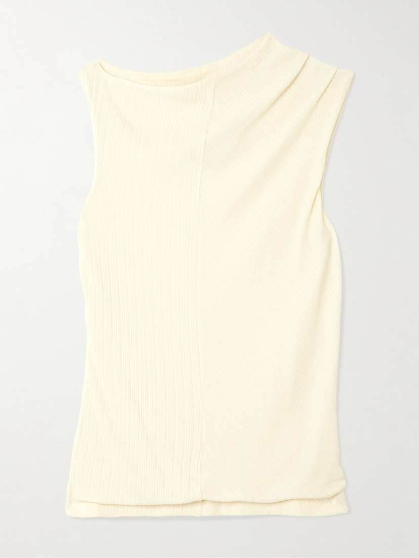 RÙADH Toga Draped Ribbed Organic Cotton And Modal-blend Top