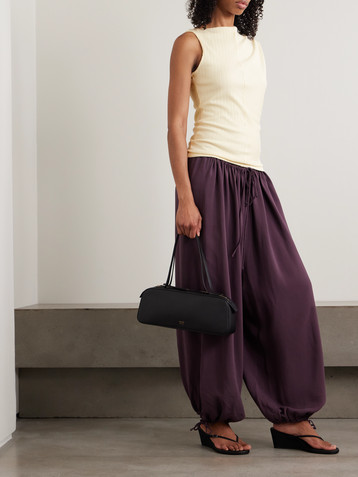 RÙADH Toga draped ribbed organic cotton and modal-blend top
