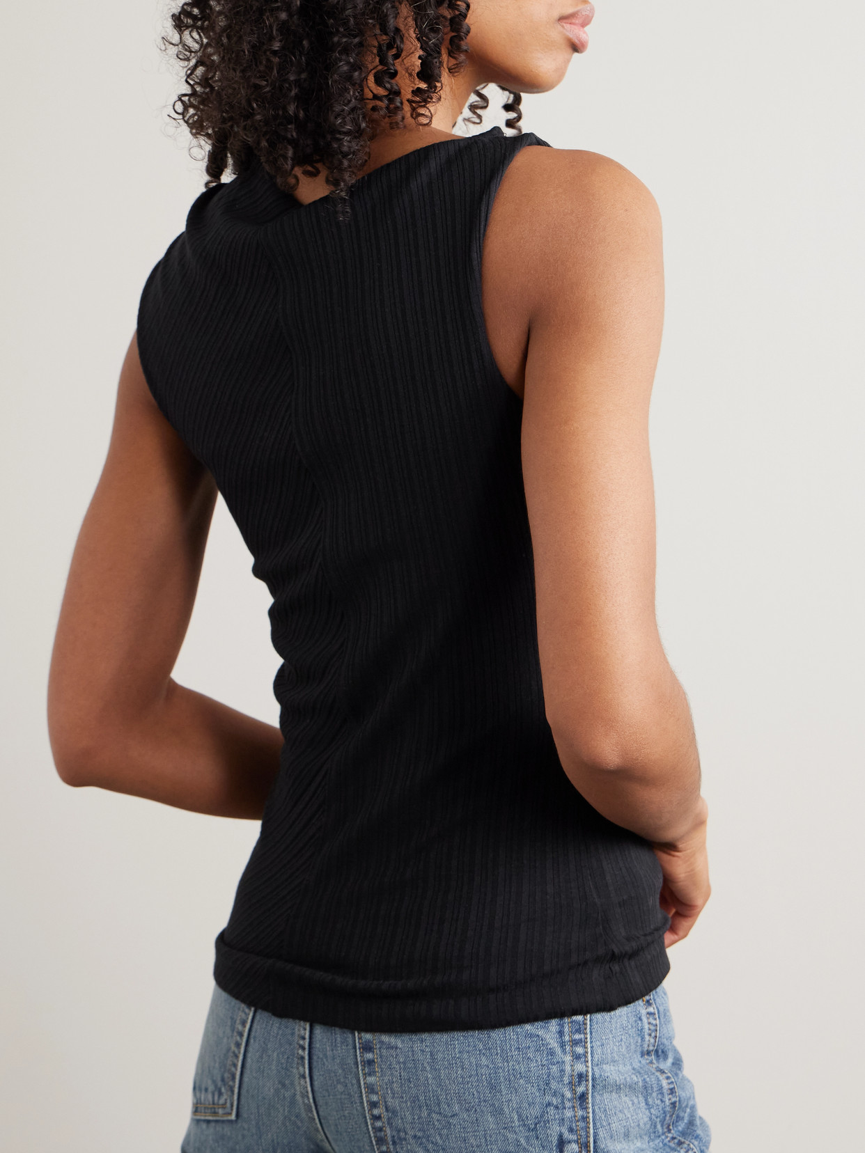 Rùadh - Toga Draped Ribbed Organic Cotton And Modal-Blend Top