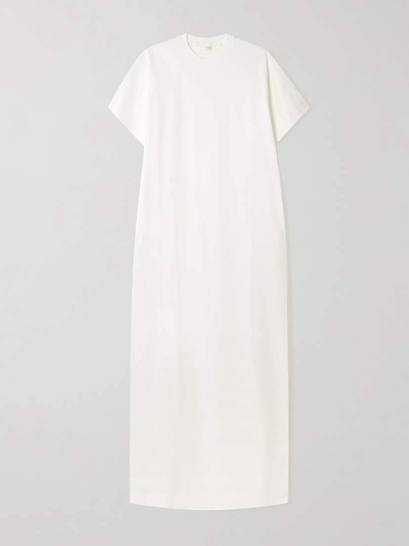 RÙADH Braun Embroidered Organic Cotton-jersey Maxi Dress