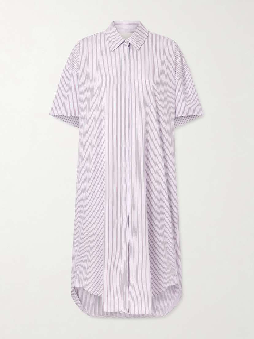 RÙADH Anu Embroidered Striped Organic Cotton-poplin Midi Shirt Dress