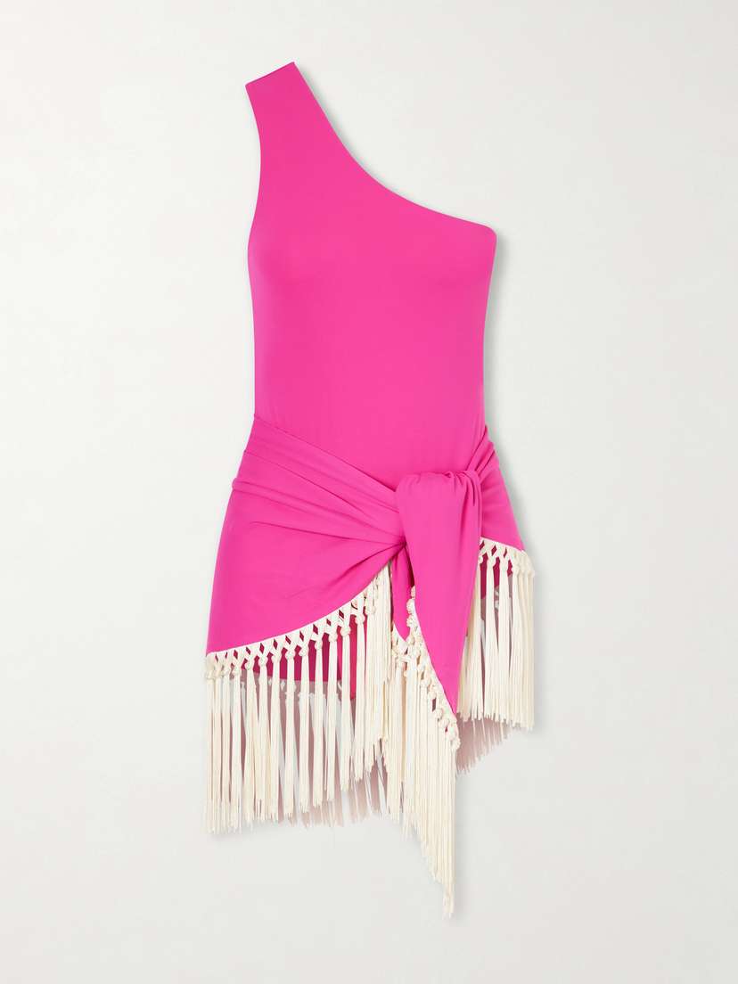 Taller Marmo Yacare Fringed One-shoulder Swimsuit