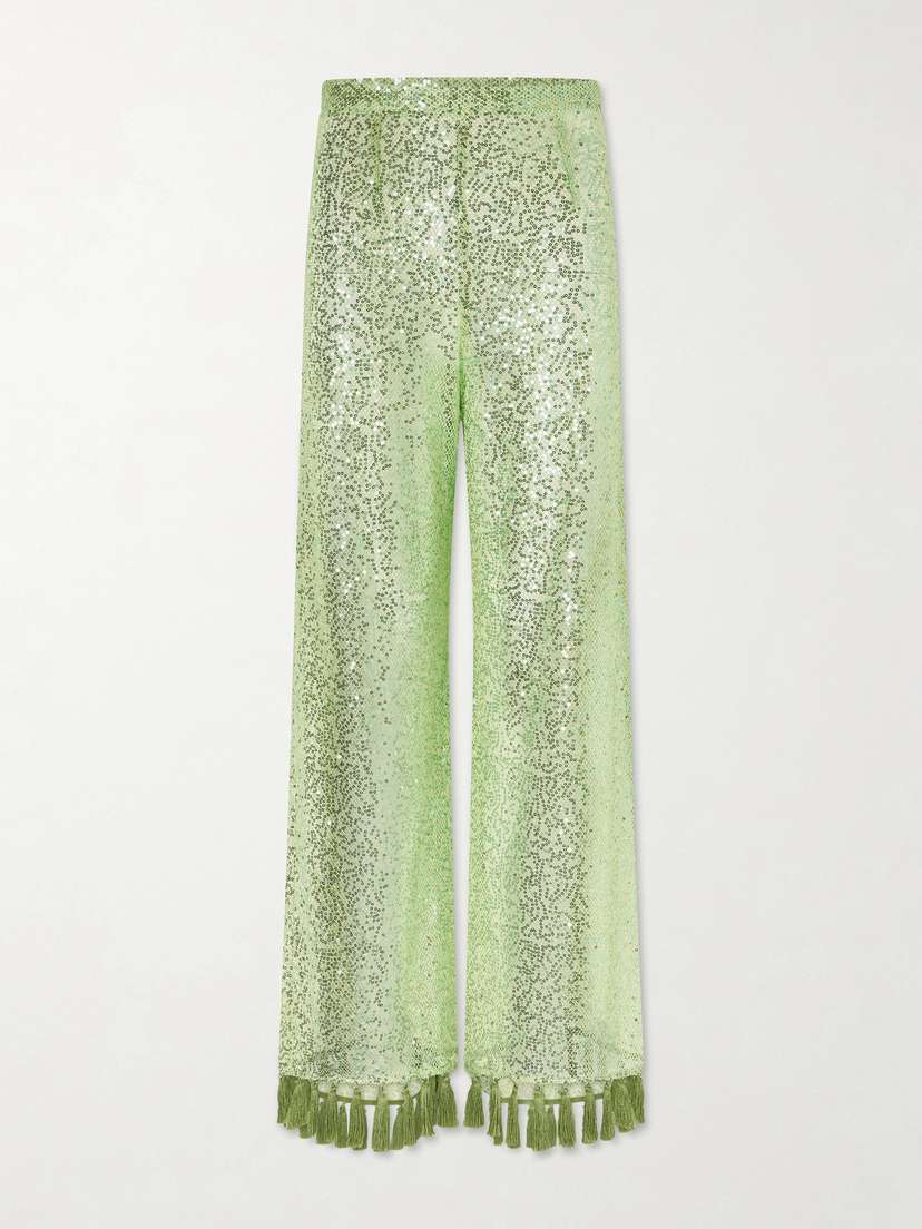 Taller Marmo Sequined Fringed Flared Pants