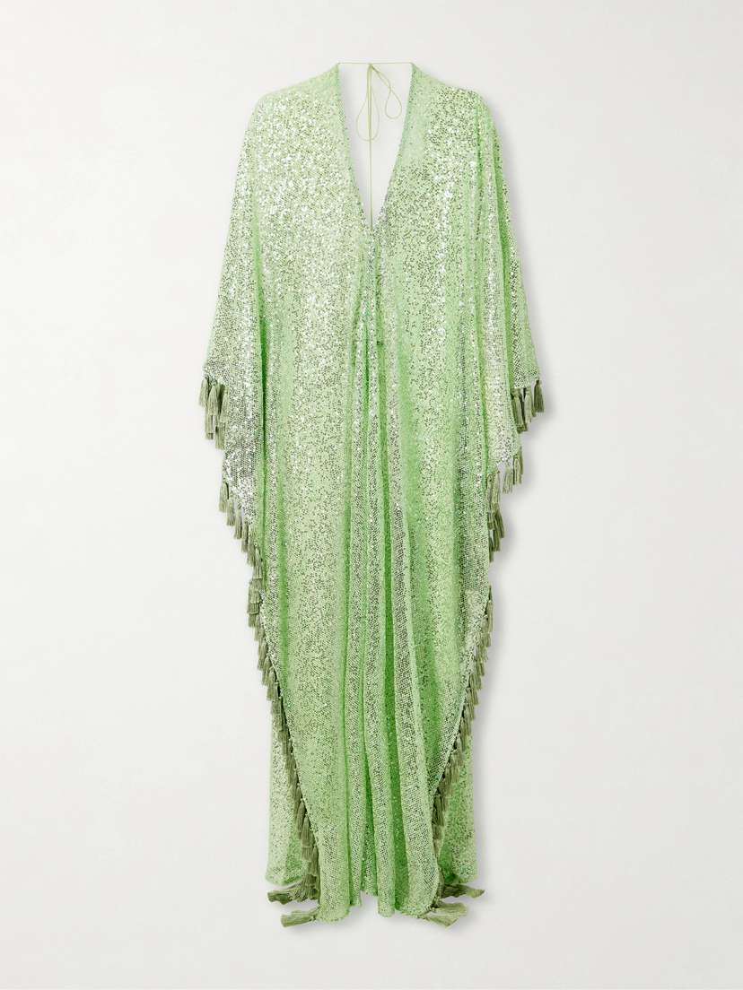 Taller Marmo Sequined Fringed Gown