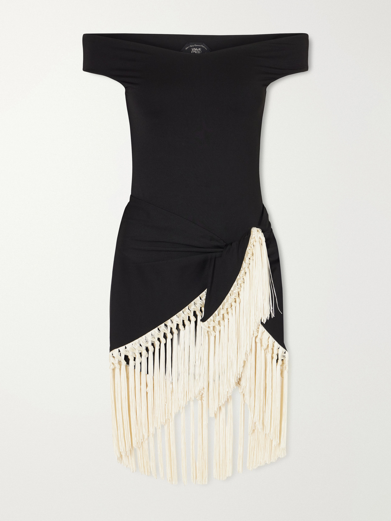 Taller Marmo Romy Fringed One-shoulder Swimsuit In Black