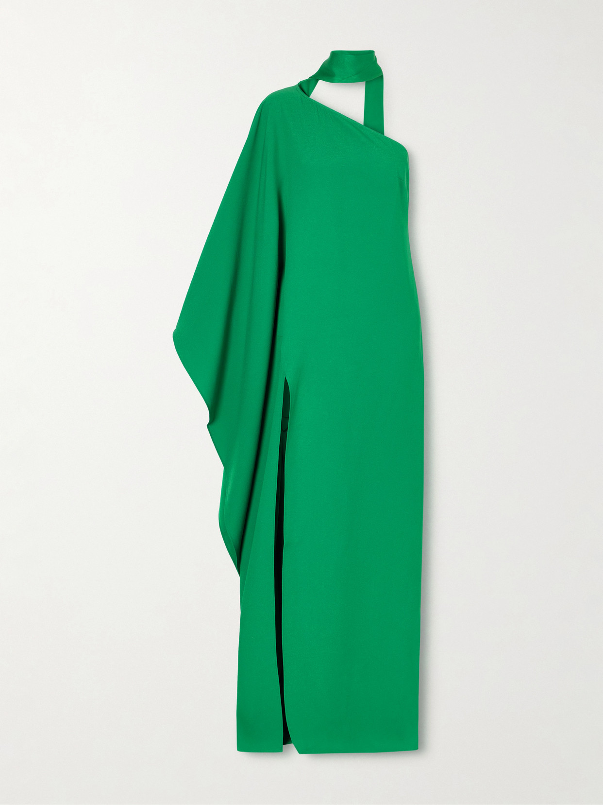 Taller Marmo Paloma One-shoulder Scarf-detailed Crepe-cady Gown In Green