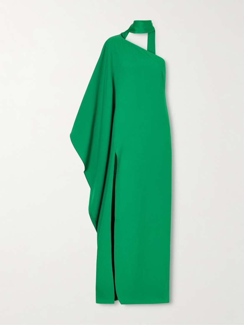 Taller Marmo Paloma One-shoulder Scarf-detailed Crepe-cady Gown