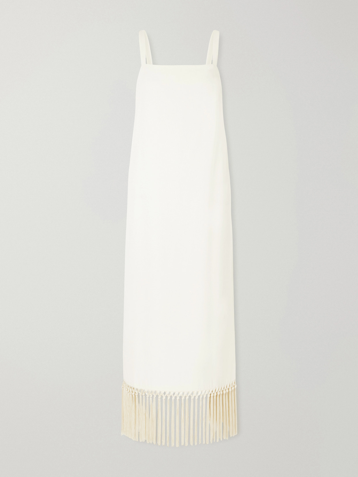 Taller Marmo Palermo Fringed Crepe Midi Dress In White